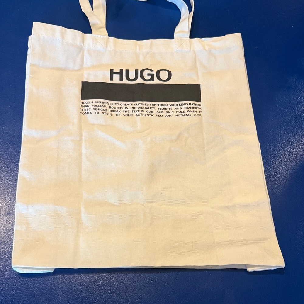 HUGO Cream Canvas Tote with Black Logo
